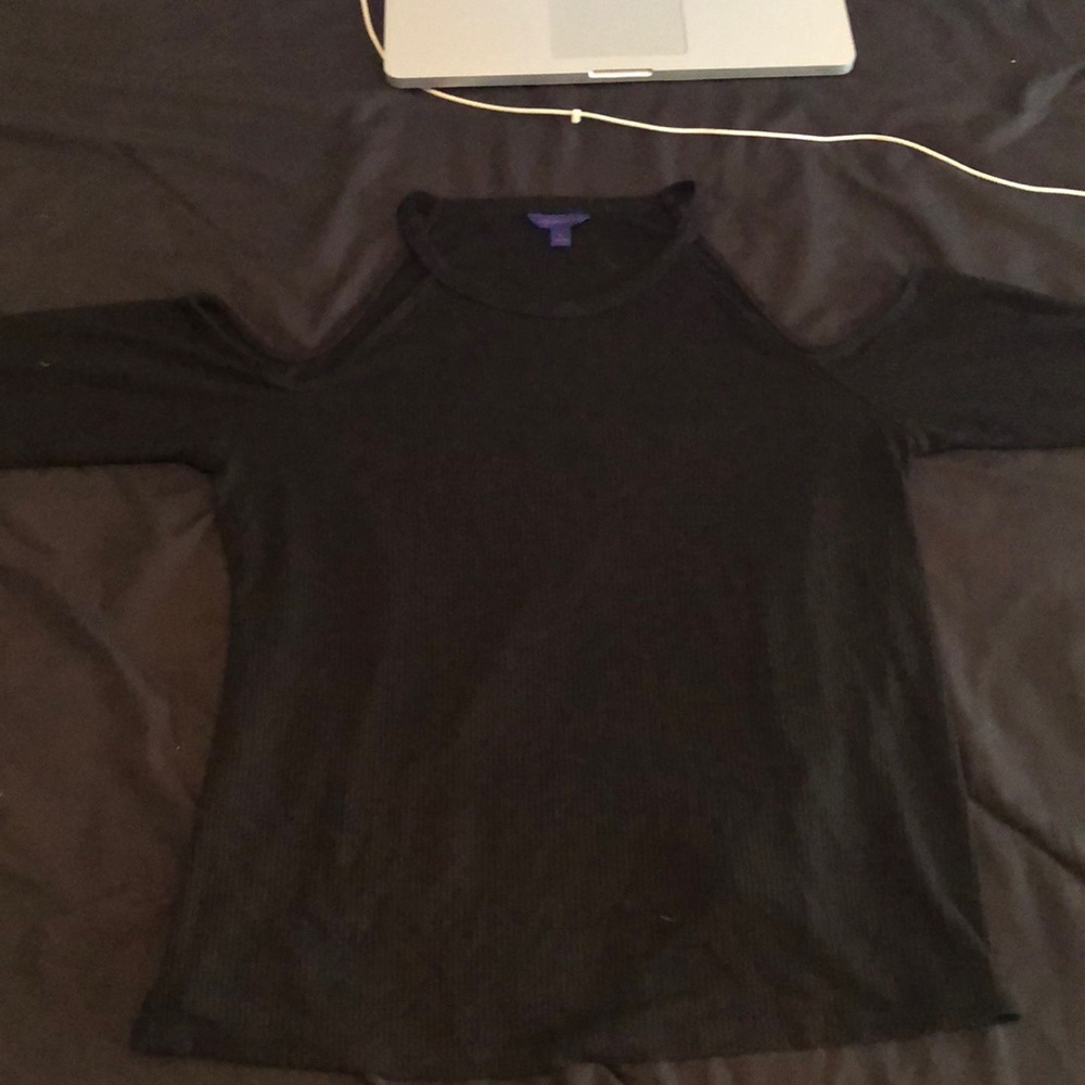 off the shoulder black long sleeve top